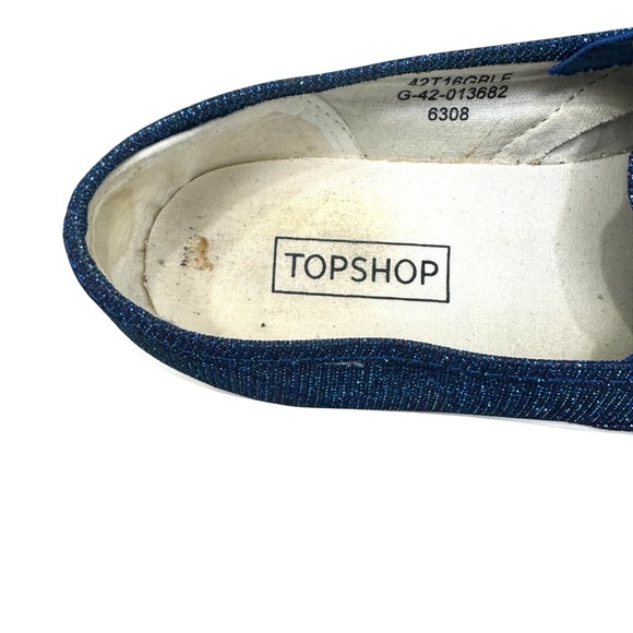 TOPSHOP BLUE/PURPLE IRIDESCENT SLIP ON TRAINER SNEAKERS - Picture 15 of 16